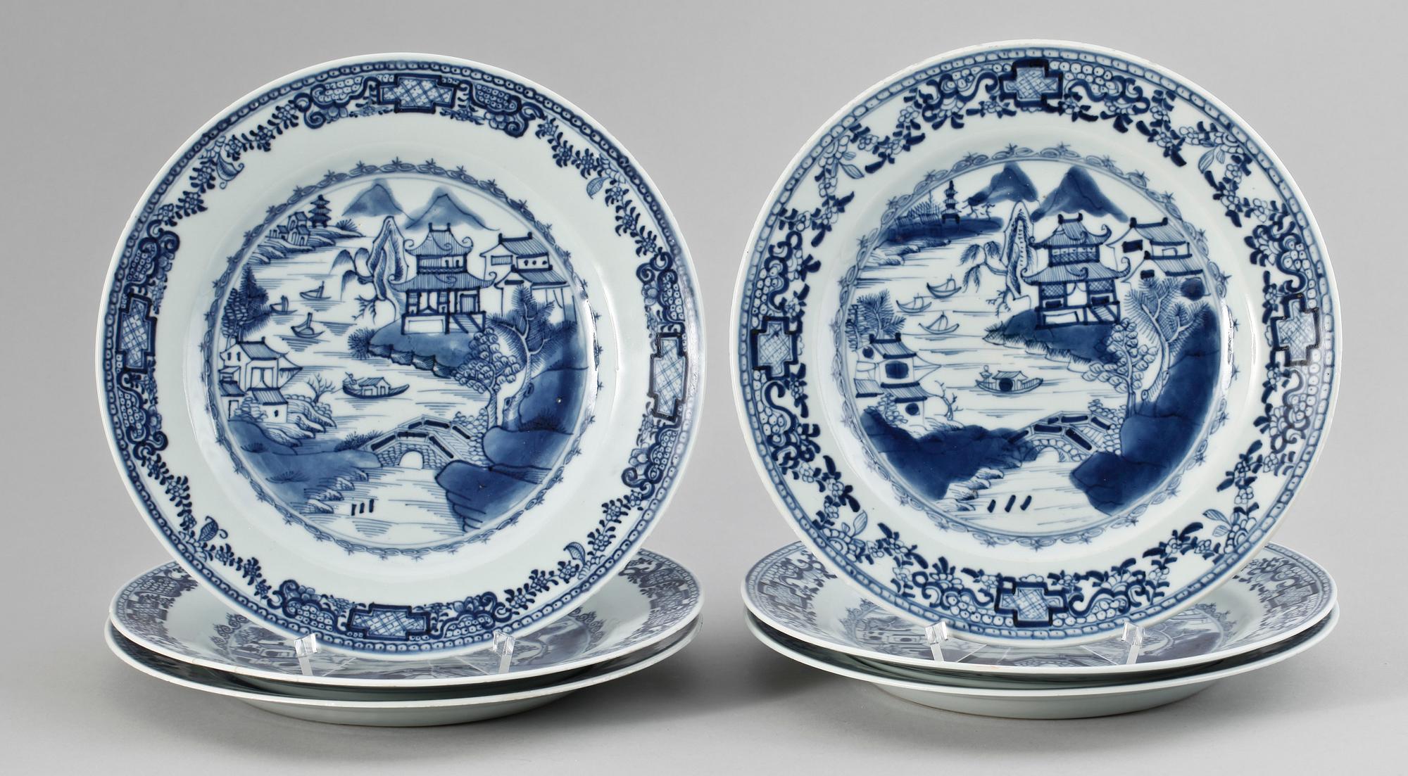 TALLRIKAR, 6 st, porslin, Qianlong, Kina 1700-tal.