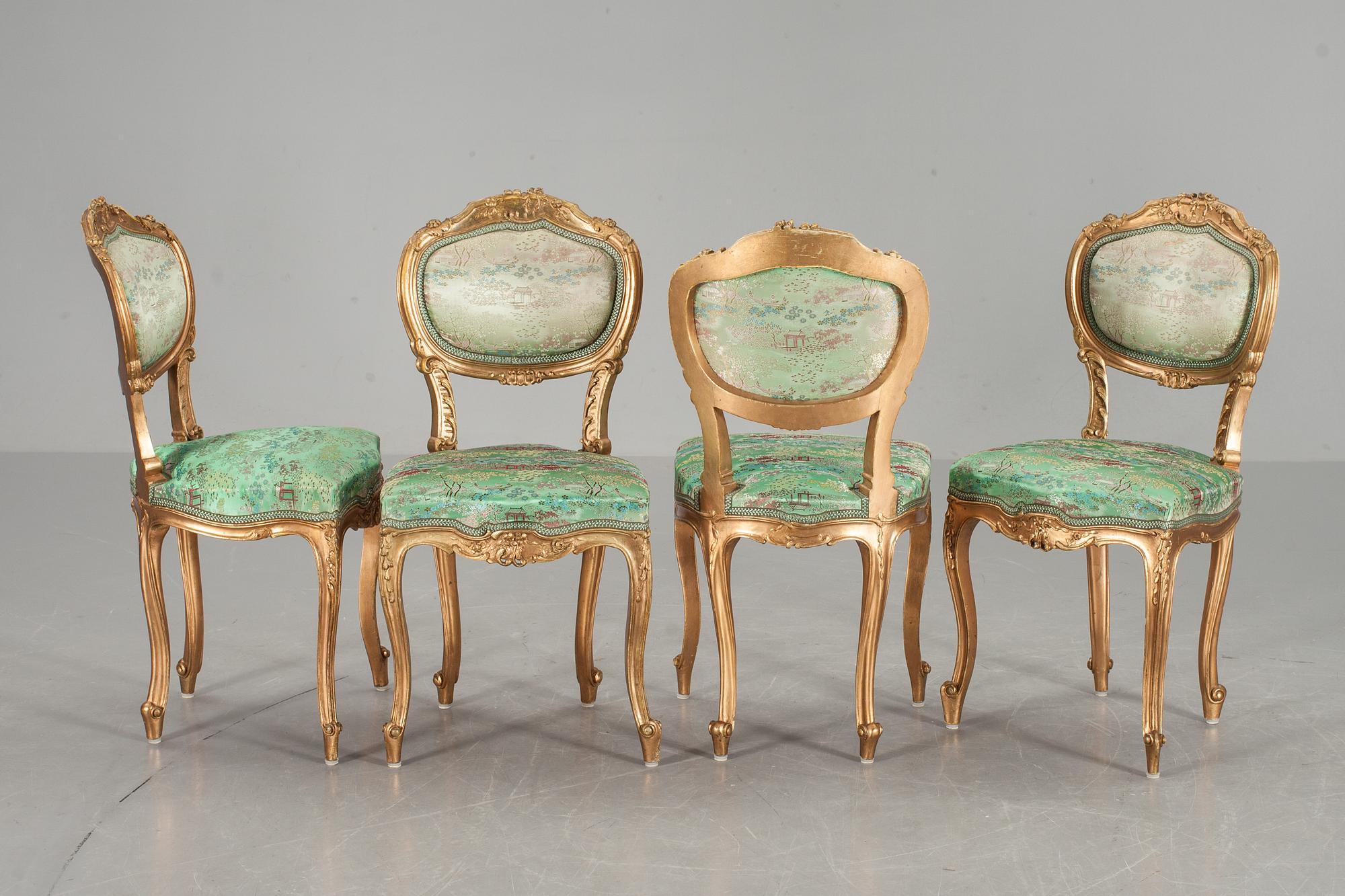 STOLAR, 4 st. Louis XV-stil. Omkring 1900.