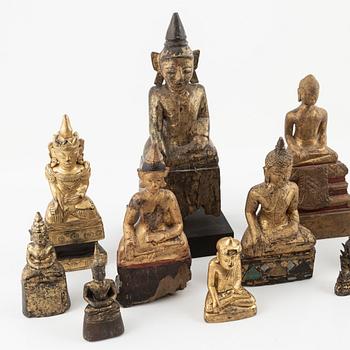 A group of Buddha scultptures, Burma and Thailand, 20th Century.