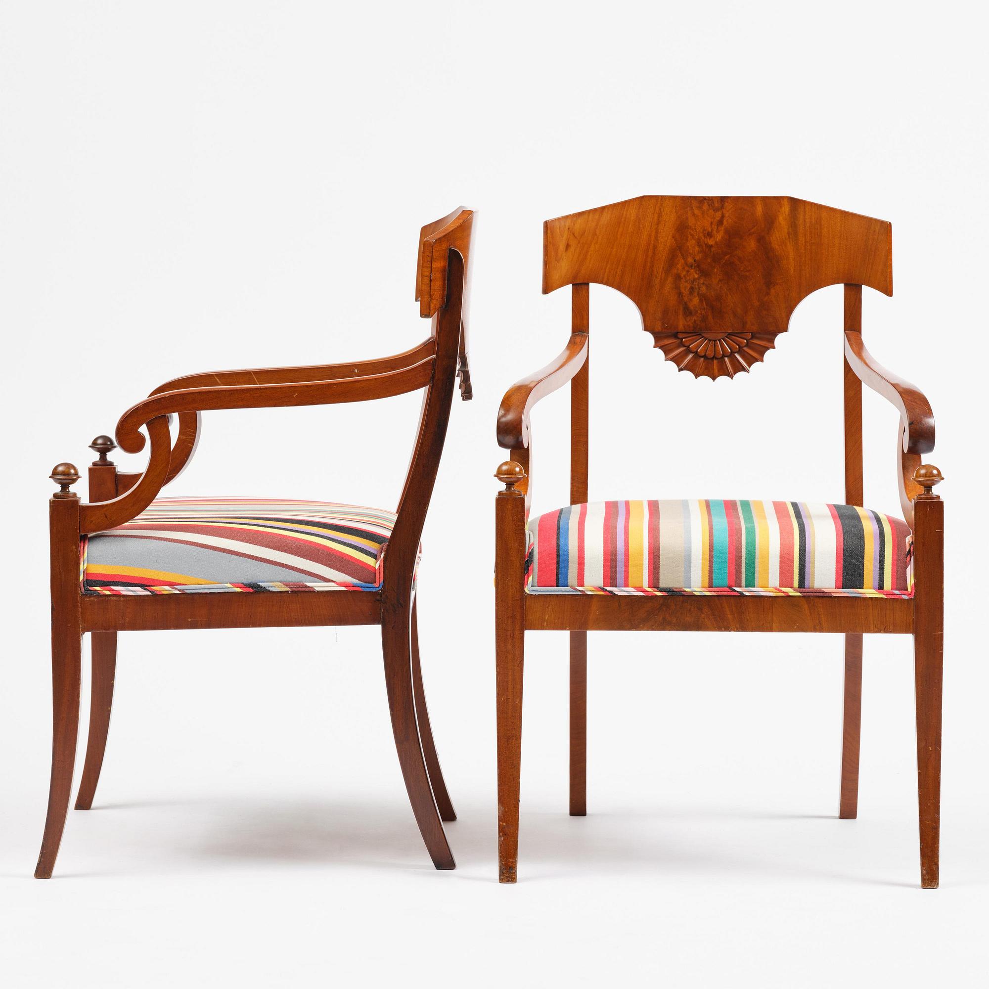 A pair of Swedish Empire armchairs,