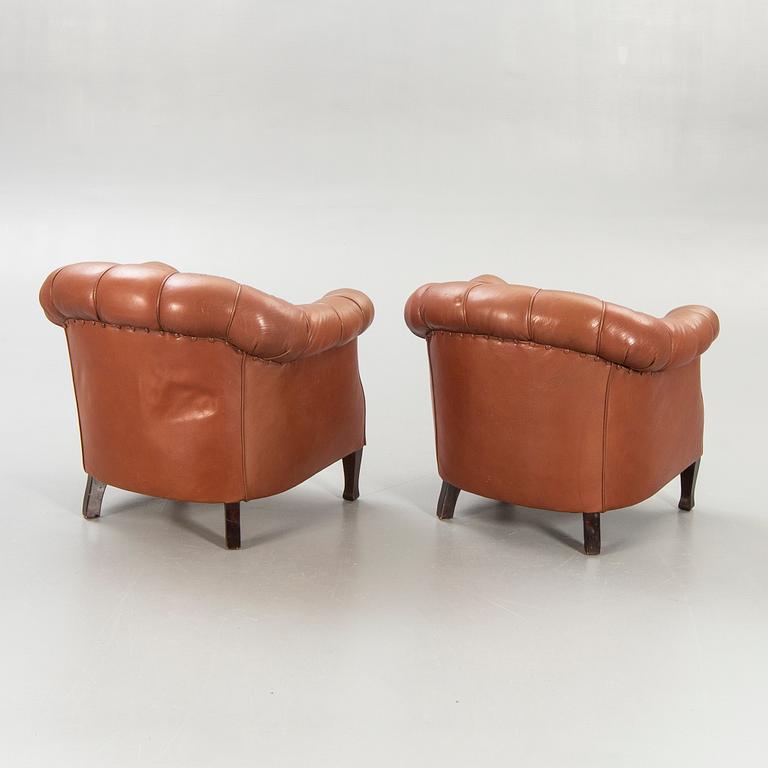 Armchairs, "Club armchair", table, first half of the 20th century.