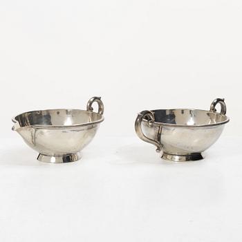 Grädd- och sockerskål, silver, J. Tostrup, Oslo, Norge, 1900-tal.