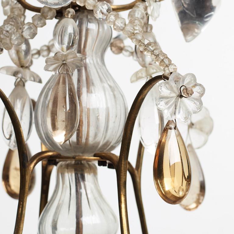 A Swedish Rococo four-light chandelier, second half of the 18th century.