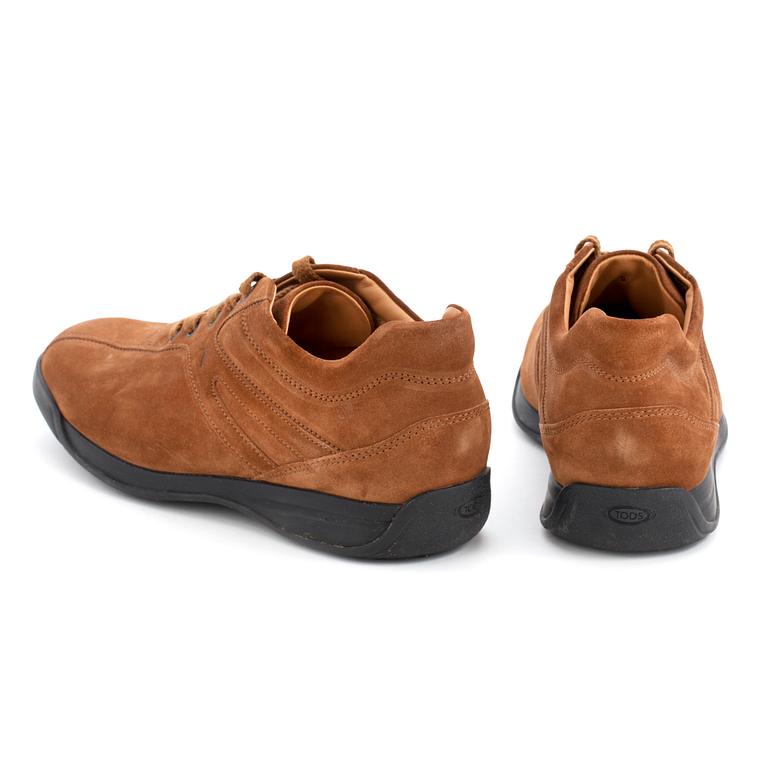 TOD'S, a pair of mens brown suede sneakers. Size 9.