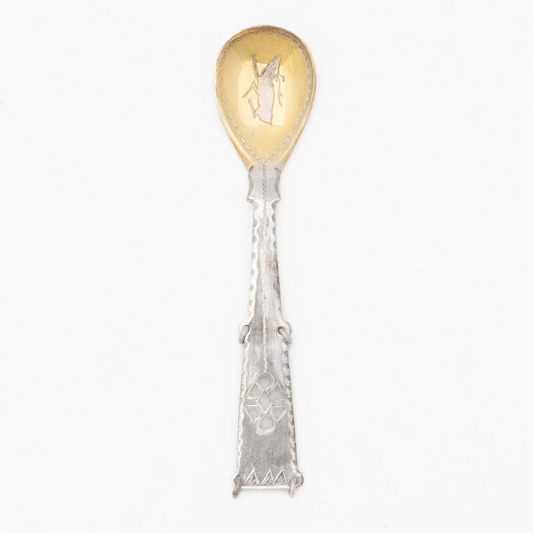 A set of twelve parcel gilt silver spoons, mark of Nya Guldsmedsaffären Göte Persson, Vilhelmina, Sweden 1946.