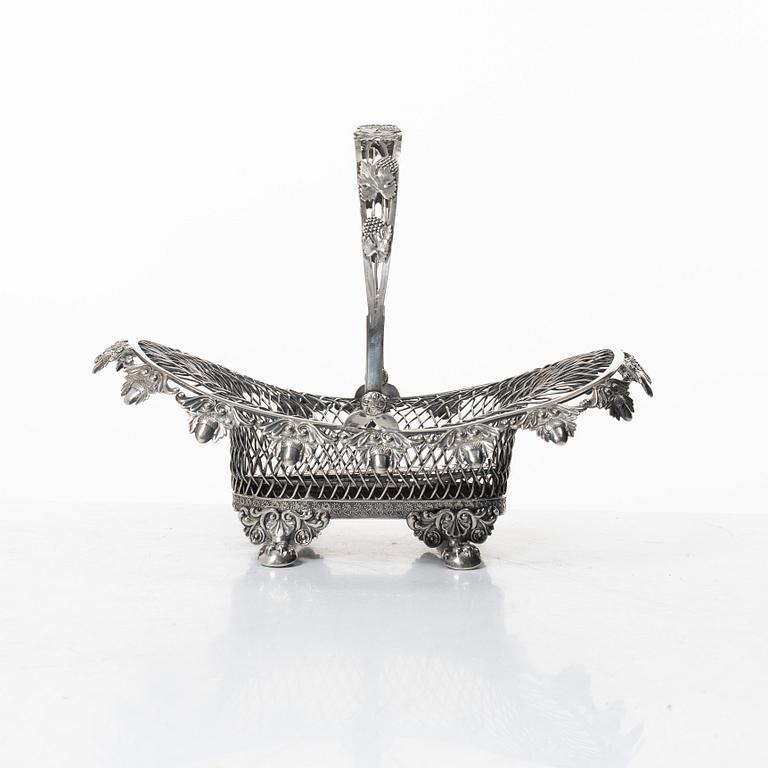 Gustaf Folcker, A Swedish silver bread basket, silver, mark of Gustaf Folcker, Stockholm 1838.