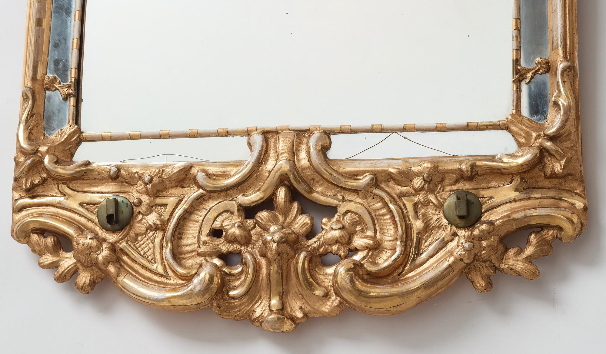 SPEGELLAMPETT, för två ljus, stockholmsarbete, 1700-talets andra hälft, rokoko.
