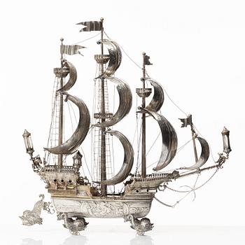 Fartyg, s.k. Nef, silver, sannolikt Tyskland omkring år 1900.