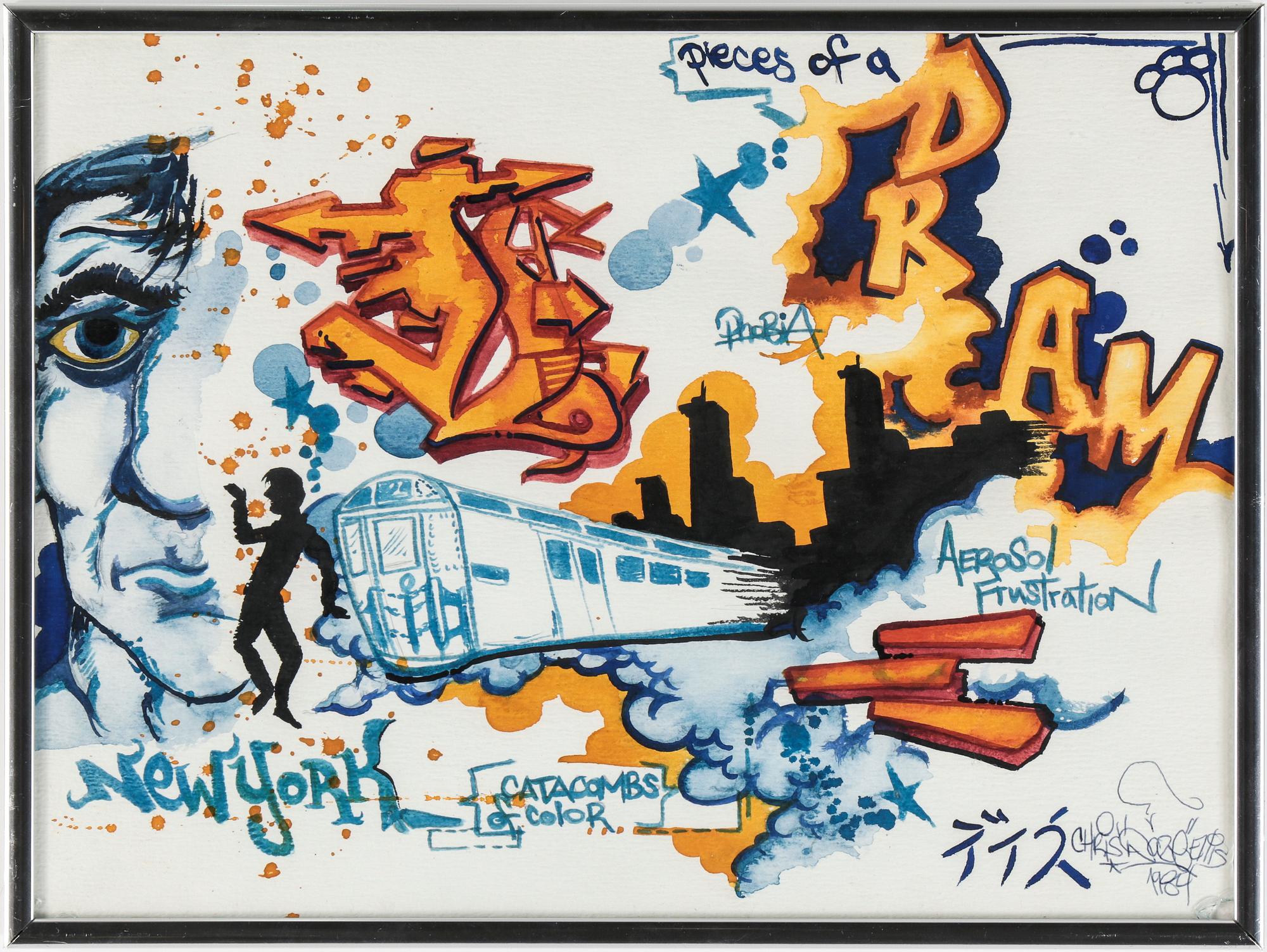 CHRIS "DAZE" ELLIS, akvarell och blyerts, signerad och daterad 1984.