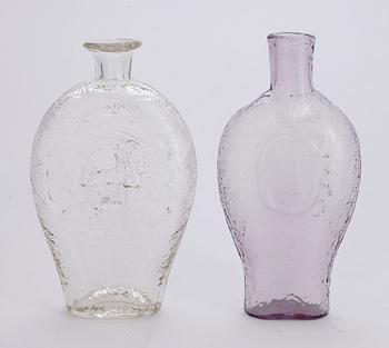 GLASFLASKOR, 7 st, Sverige 1800/1900-tal.