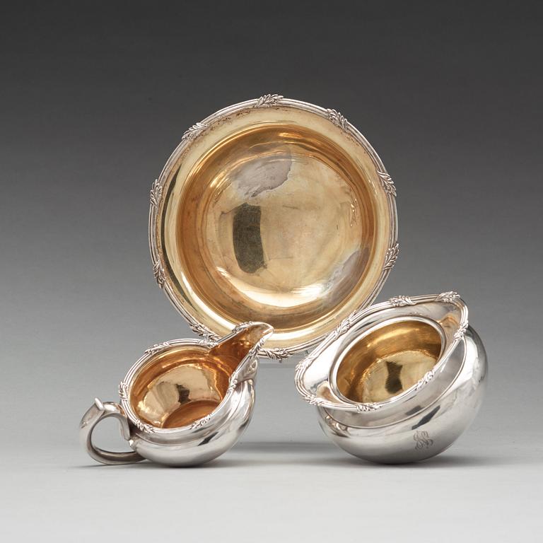 TE- OCH KAFFESERVIS, 5 delar, silver, icke identifierad mästarstämpel FK, S:t Petersburg 1837.