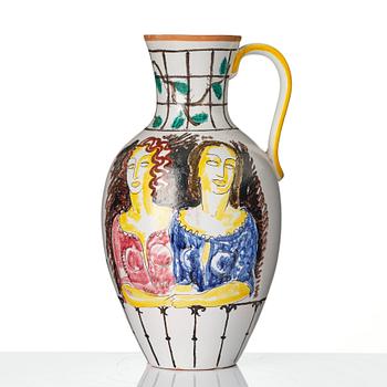 Wilhelm Kåge, vas med hänkel, fajans, Gustavsbergs Studio, 1942.