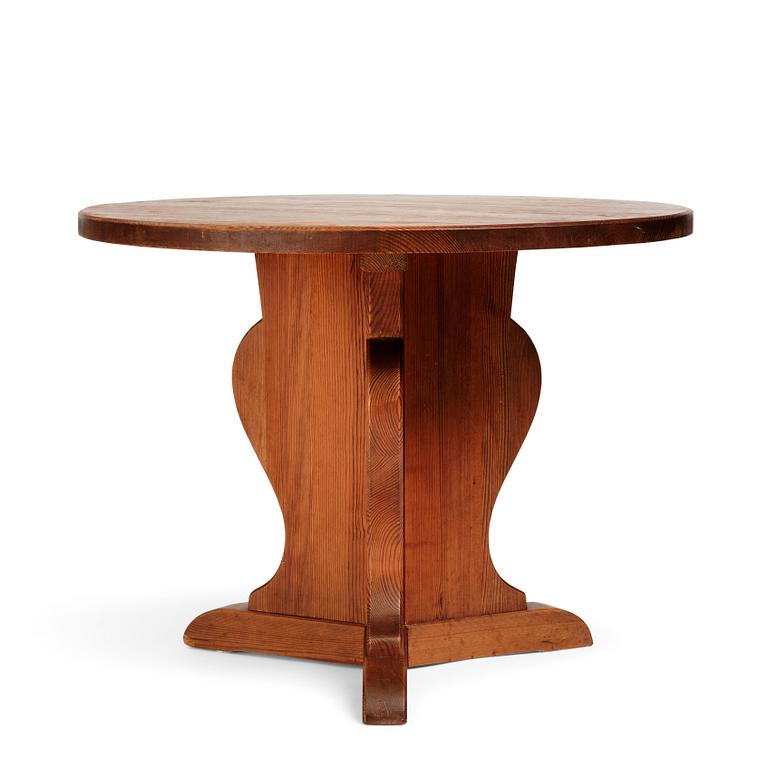 Nordiska Kompaniet, a stained pine circular top 'Lovö' table, ca 1941.