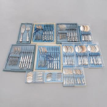 A 98-piece set of 'Romantika' silver cutlery, Kultakeskus oy, Hämeenlinna 1975-1991.