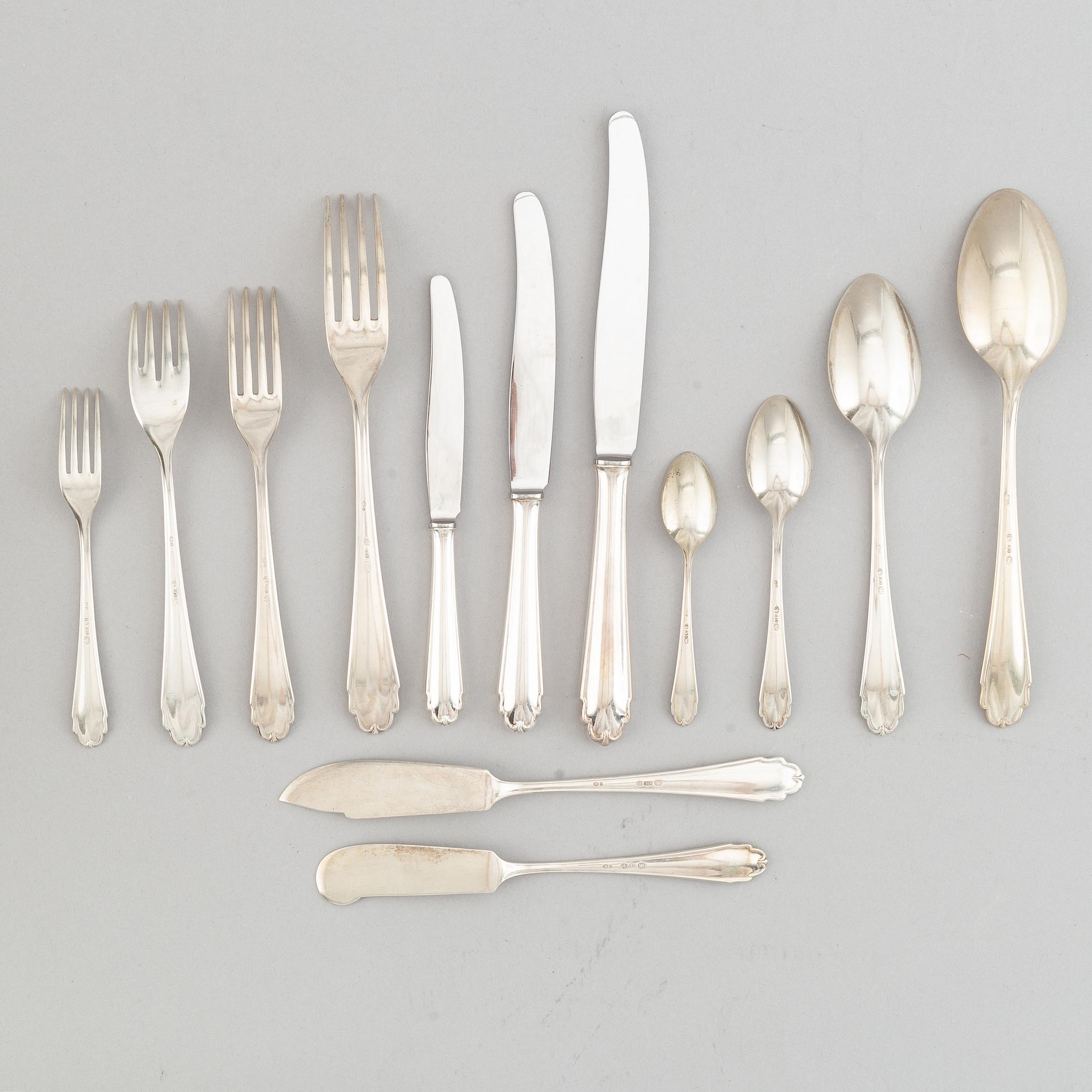 A German silver cutlery service, with Swedish import marks, (148 pieces).
