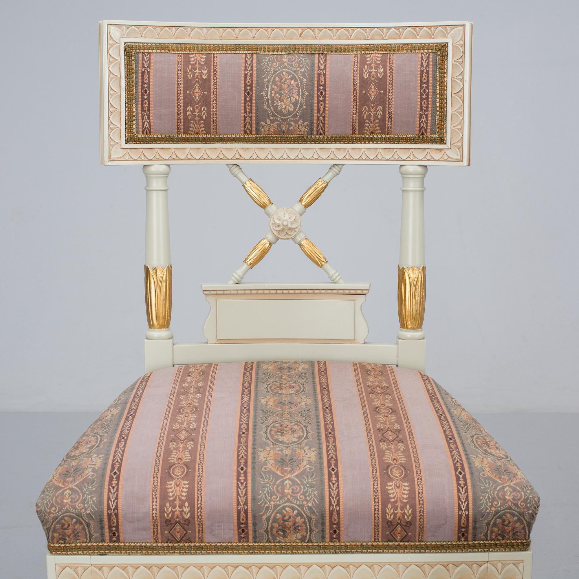 STOLAR, 8 st, sengustaviansk stil, 1900-tal, brännmärka med ägarmonogram och signatur B.L.