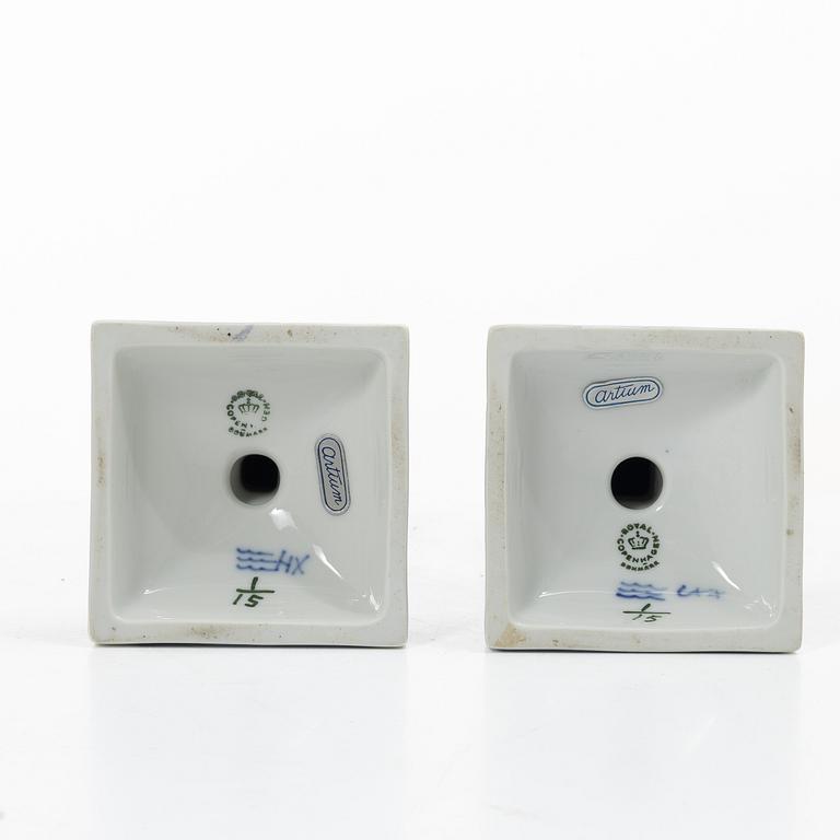 Candlesticks, a pair, porcelain. Royal Copenhagen, “Blue Fluted”, Denmark, 20th century.