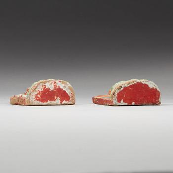 Two clay tsa-tsas, Tibet, 18/19th Century.