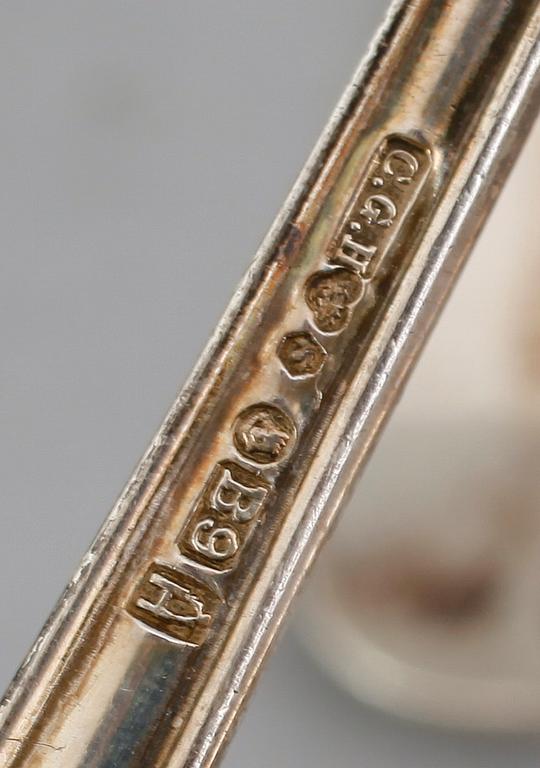 BESTICK, 17 delar, silver, CG Hallberg, Stockholm 1950/60-tal. Vikt ca 452 gram.