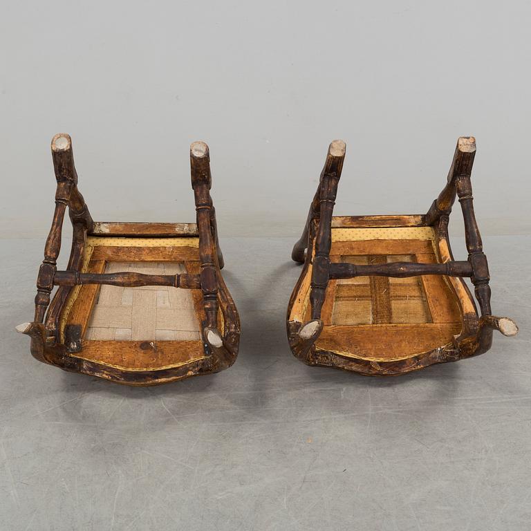 2 matched Swedish Rococo 18th century chairs.