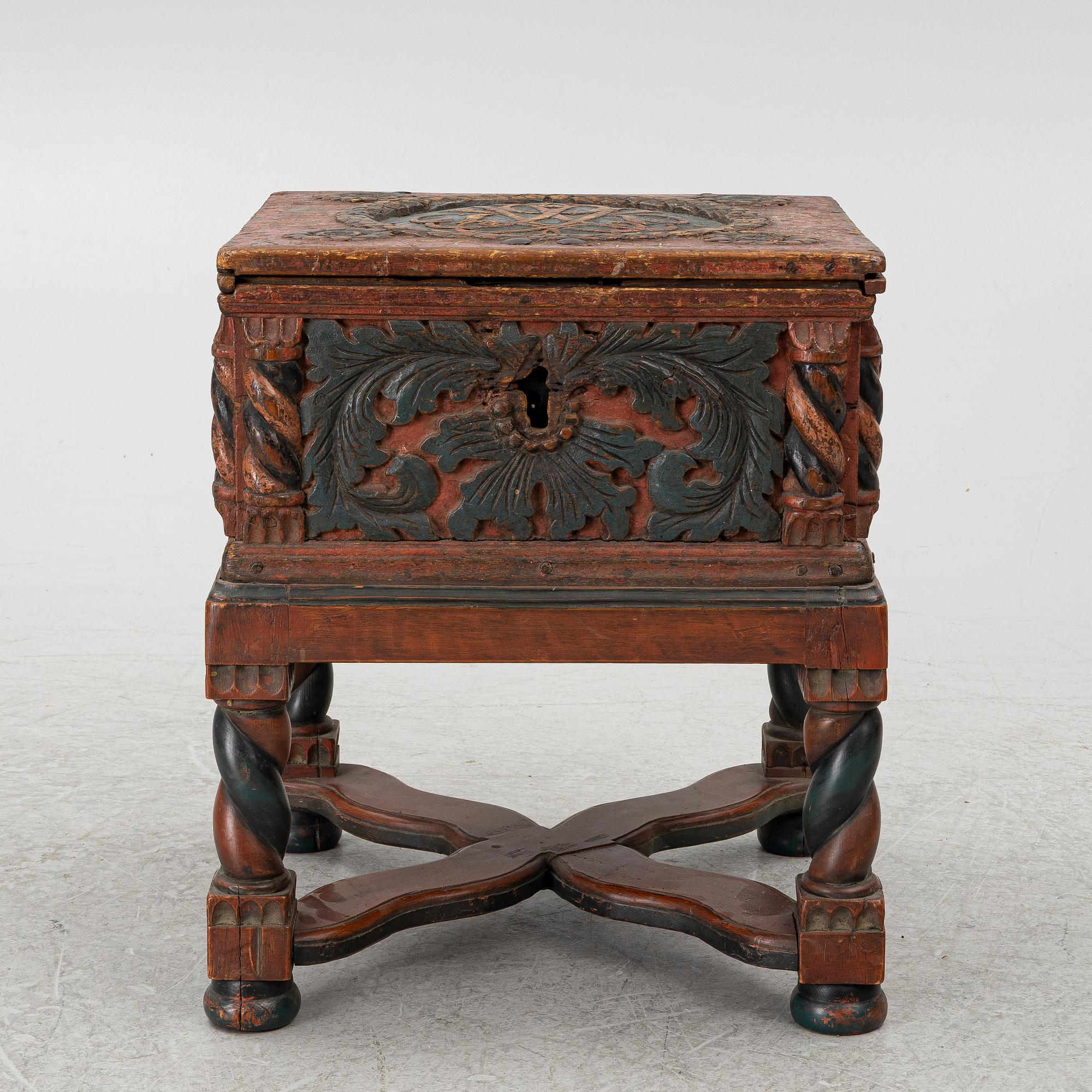 Barock, A chest, 18th century, on a later stand.