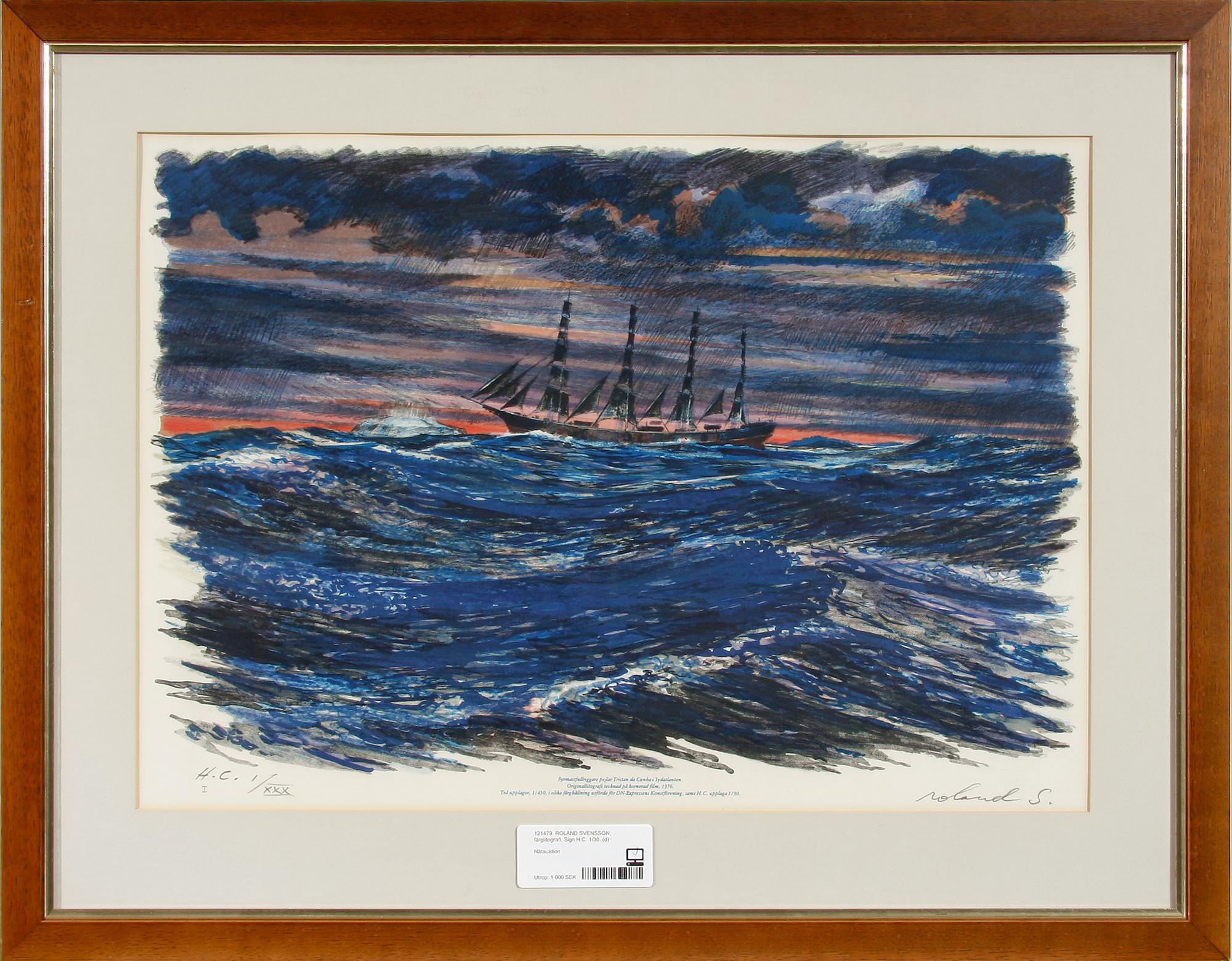 ROLAND SVENSSON, färglitografi. Sign H.C. 1/30.