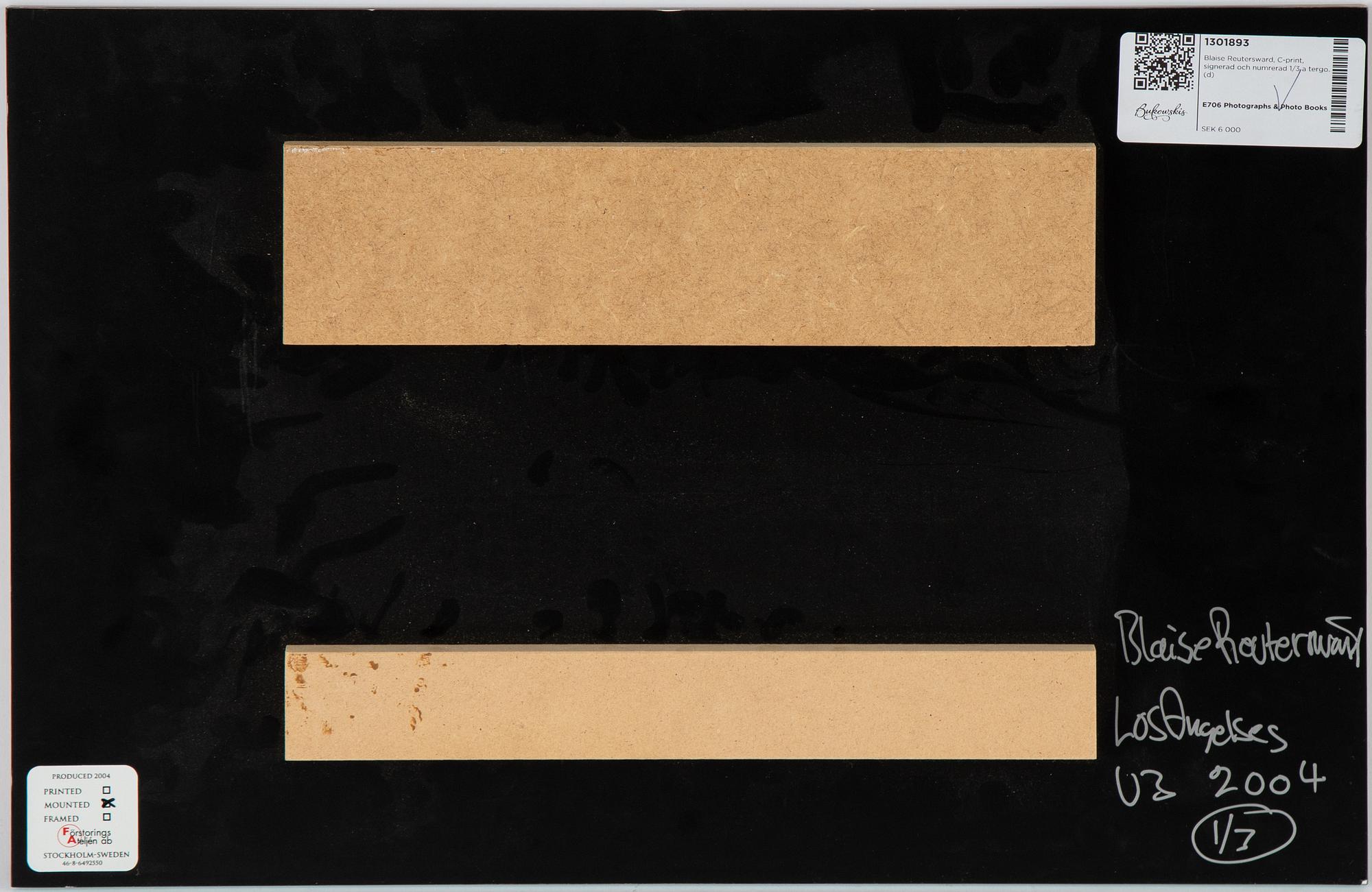Blaise Reutersward, C-print, signerad och numrerad 1/3 a tergo.