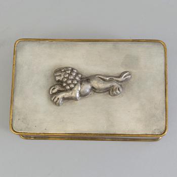 A Svenskt Tenn pewter and brass box,  Stockholm 1930.