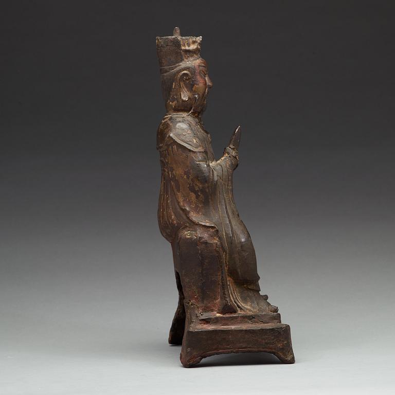 A seated bronze daoist dignitary, Ming dynasty (1368-1644).