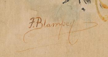 OKÄND KONSTNÄR, akvarell, signerad F Blampey, tidigt 1900-tal.