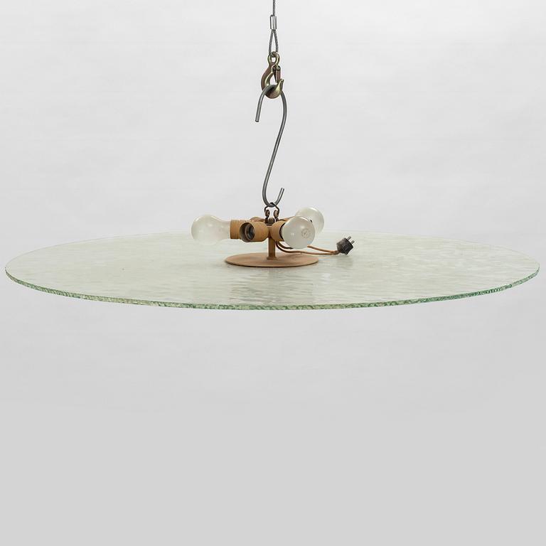 A large glass ceiling lamp, 1930's/40's.