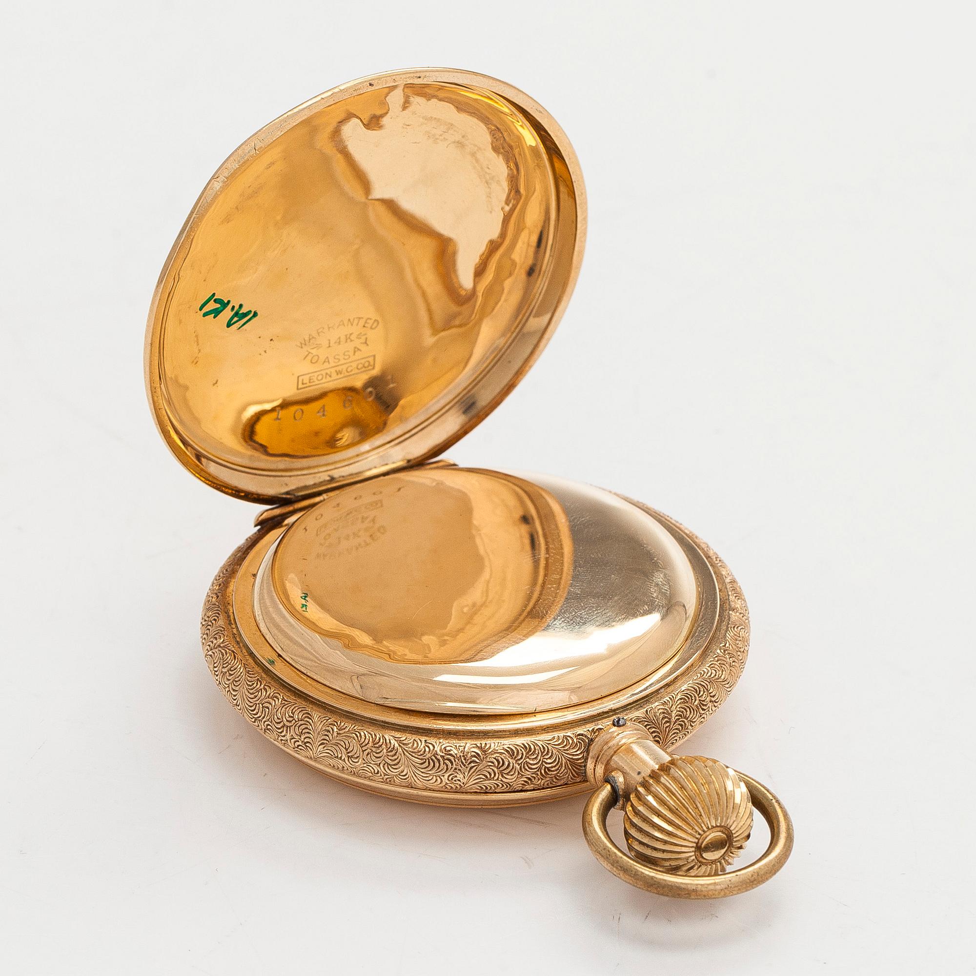 Waltham, pocket watch, hunter, 56.5 mm.