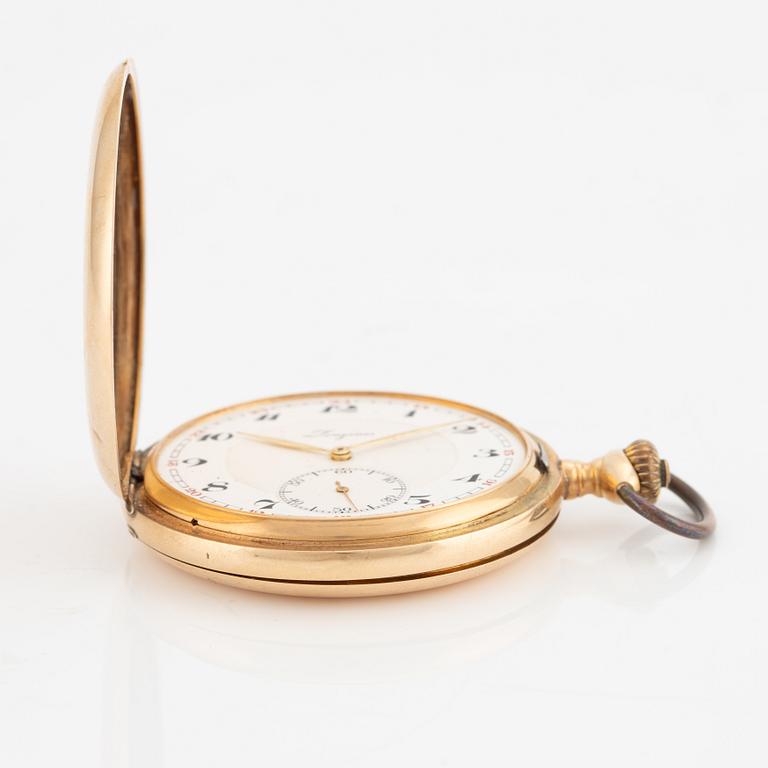 Longines, pocket watch, hunter, 14K gold, 51,5 mm.