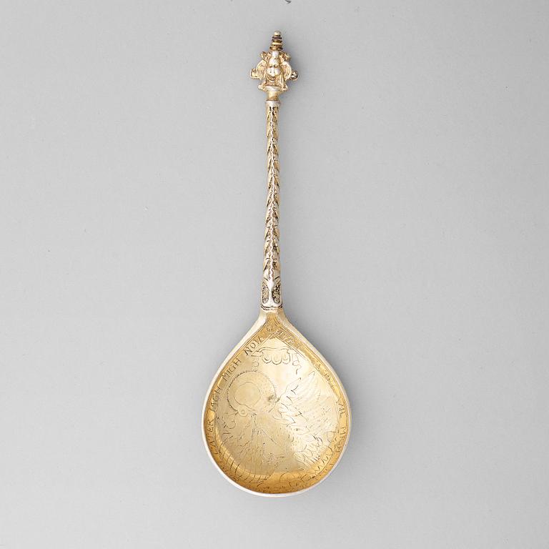 A Swedish 17th century silver-gilt spoon, remarked by Johan Nûtzel, Stockholm 1705.