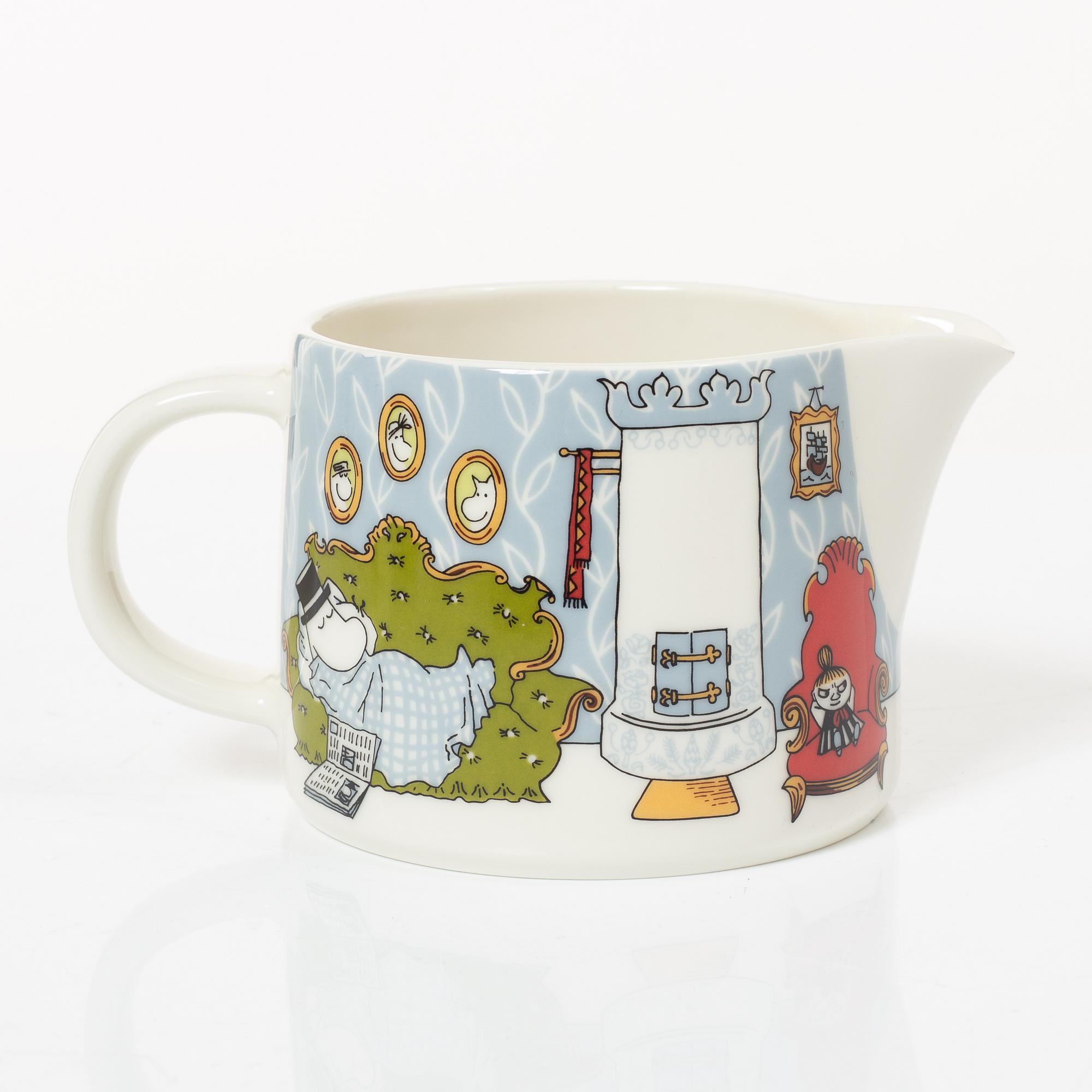 Arabia, Moomin mugs, plates and a jug, 7 pieces, porcelain, Finland.