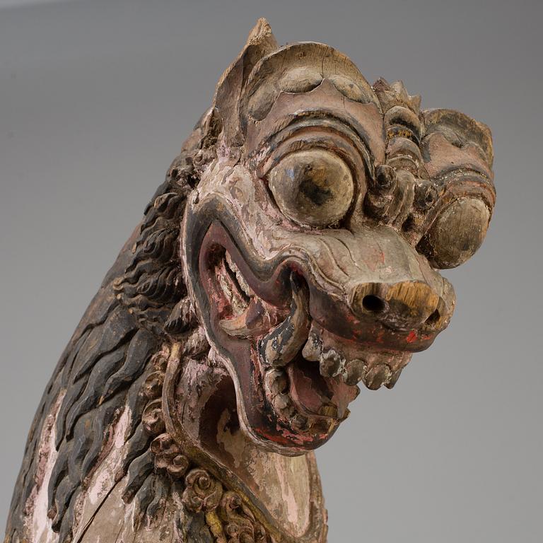 A wooden mythical beast, Southeast Asia, early 20th Century.