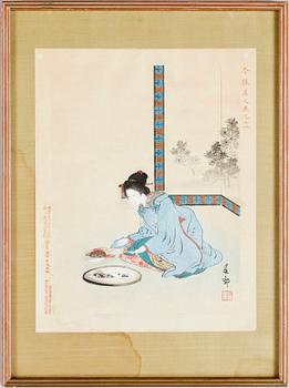 OKÄND KONSTNÄR, träsnitt, 7 st, Japan, 1900-talets första hälft.