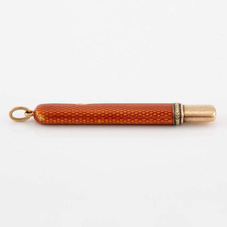 A Fabergé gold, silver and enamel pen, August Holmström, St. Peterburg 1898/9-1903.