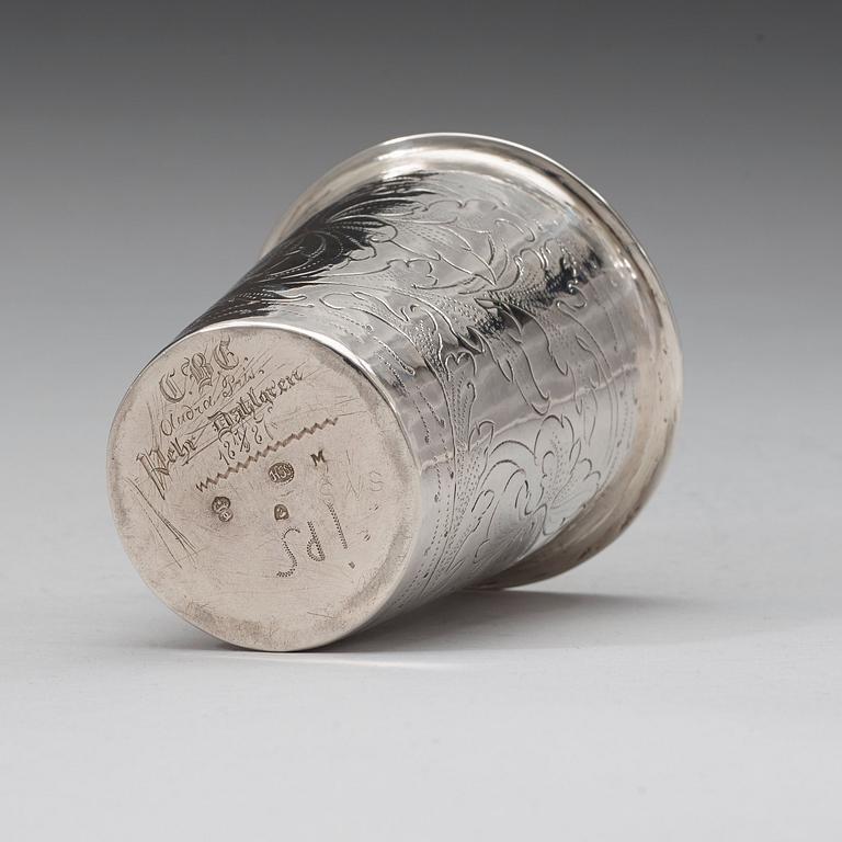 A Swedish 18th century parcel-gilt beaker, marks of Hans Jacob Schmit, Karlskrona 1712-1714 , contol mark Jöran Albin.