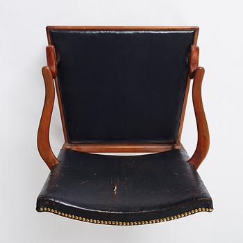 Josef Frank, a mahogany and black leather chair, Svenskt Tenn Sweden 1930-40s, model 635. Alva & Gunnar Myrdal Collection.