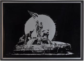 BANKSY, "Flag", screen print on paper, unsigned edition 348/1000.