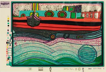 Friedensreich Hundertwasser, 'Regentag on waves of love'.