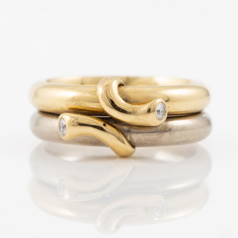 Ring, Georg Jensen, 18K gold and white gold with brilliant-cut diamonds.