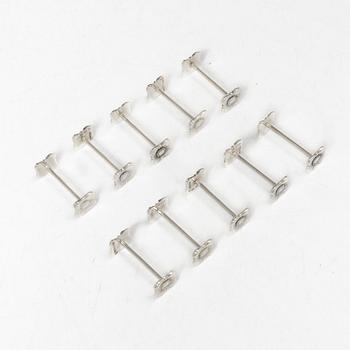 Hummergafflar, 5 st, samt smörhundar, 10 st, silver, 1900-talets mitt.