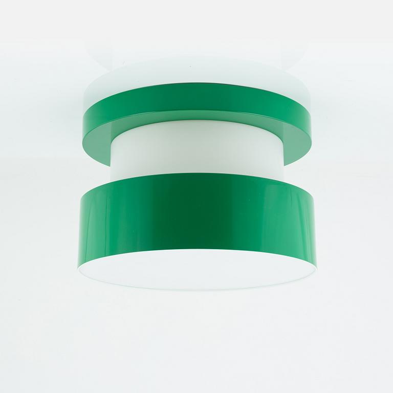 Uno & Östen Kristiansson, a green plastic 'Cylindus' ceiling light, Luxus, Vittsjö.
