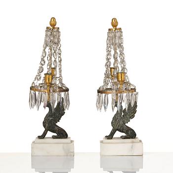 A pair of girandoles, 19th century.
