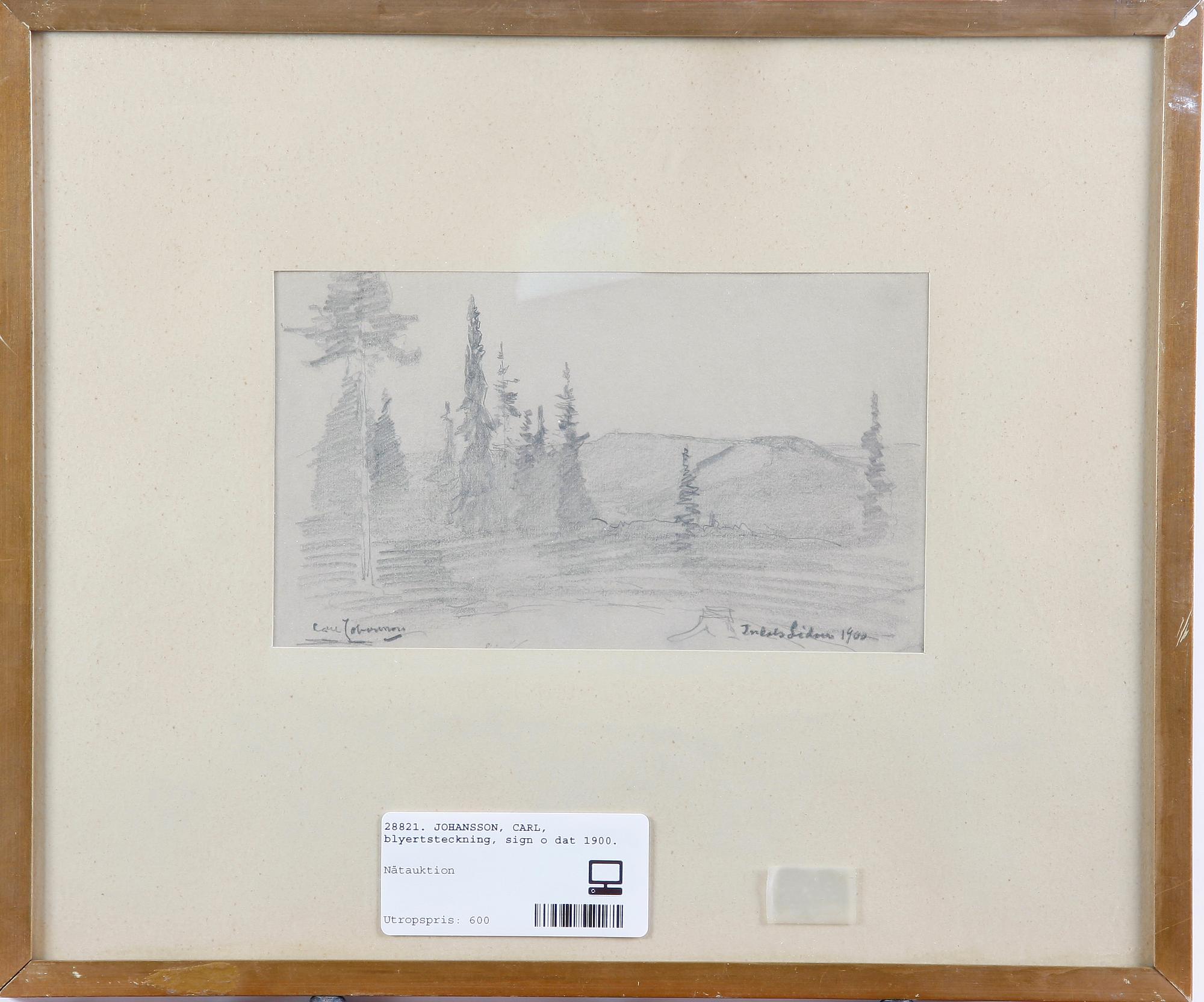 JOHANSSON, CARL, blyertsteckning, sign o dat 1900.