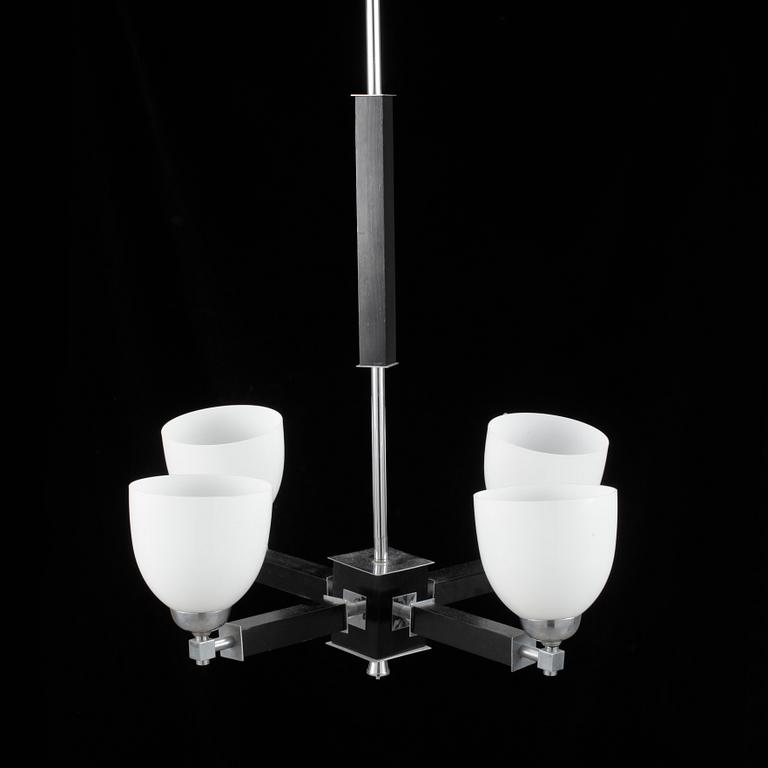 LAMPA, metall och svärtat trä. Art Deco.