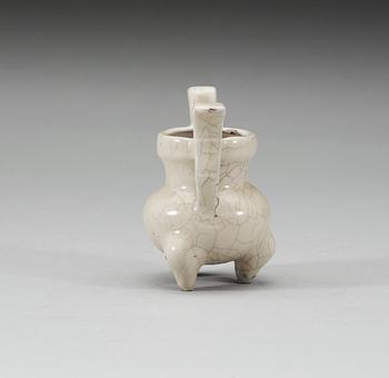 A Ge-glazed tripod censer, Qing dynasty, 17th Century.