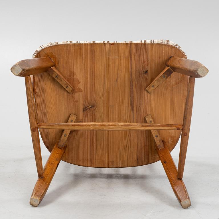 A pair of 'Hytte' pinewood armchairs, Nordiska Kompaniet, Sweden, 1940's.